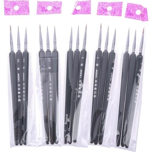 3Pcs 0/ 00/ 000 Gouache Watercolour Sketch Lines Pens Miniature Paint Wolf Hair Brushes Professional Paint Smooth Brush For Art