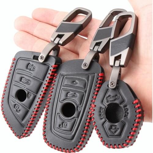 Leather Men Car Key Bag Case Cover Key Holder For BMW M3 M4 M5 X3 X4 X5 X6 1 2 3 4 5 7 Series E38 E39 E46 E53 E60 E61 E63 E64