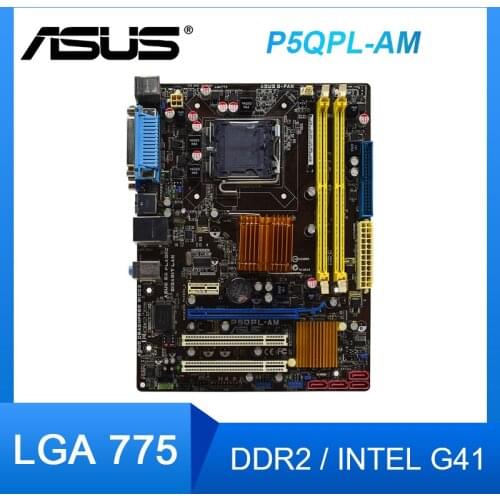 ASUS P5QPL-AM 775 pin DDR2/G41 PC Motherboards VGA COM IDE supports Q8400 Original Desktop Motherboard Set