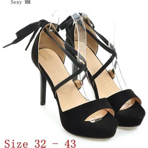 Summer Pumps Women Peep Toe High Heels Party Wedding Platform Gladiator Sandals Woman High Heel Shoes Small Plus Size 32 - 43