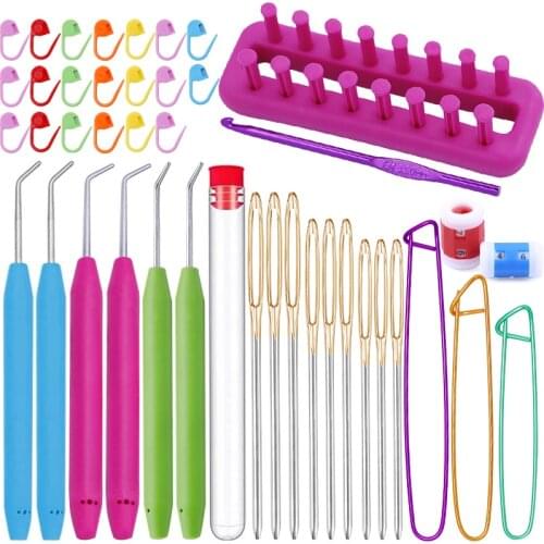 LMDZ 42 Pcs Crochet Hooks Set Knitting Kit Knitting Needles Weaving Machine Toys For Kid Adult Knitting Machine