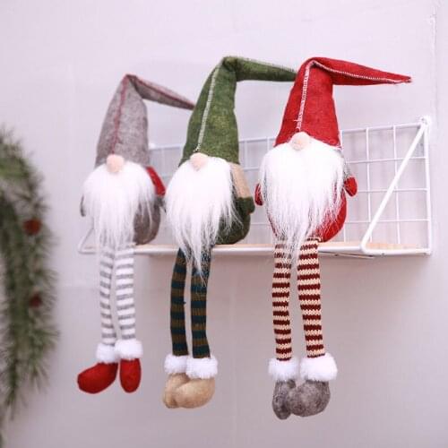 Cute Christmas Decoration Sitting Long Leg No Face Elf Doll Decorations For Home 2019 New Year Gift for Kids