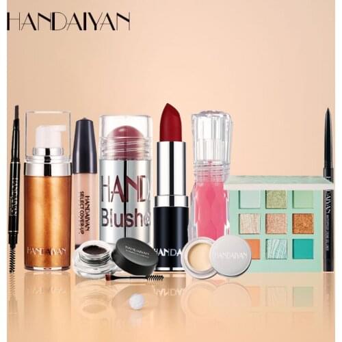 Handaiyan Makeup Kit Lipstick Highlight Eyeliner Concealer Eyebrow Styling Cream Eyebrow Soap Woman Gift Beauty Cosmetic Sets