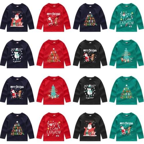 2019 New Baby Girls Christmas Sweatshirts Autumn Winter Children Sweatshirts Long Sleeves Sweatshirts T-shirt Kids Clothes