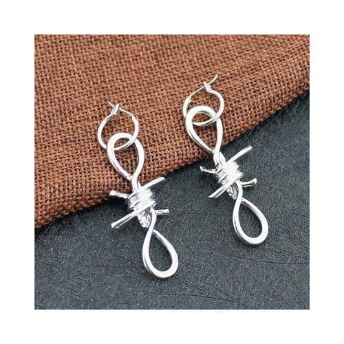 New thorny thorn earrings ladies hip hop punk gothic barbed wire earrings gift small chain earrings gift