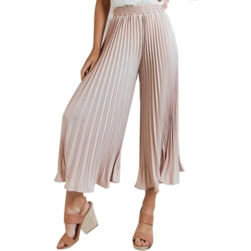 Europe And America Cross Border Womens Dress Casual High-waisted Pleat Trumpet Capri Loose Pants Trousers Streetwear