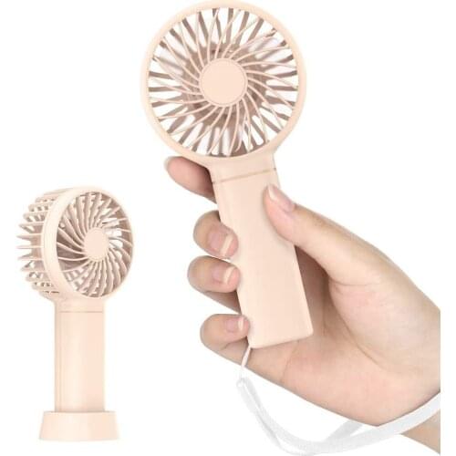 Mini 3350mAh Handheld Fan Rechargeable Battery Adjustable 3 Speeds with Removable Base and Lanyard Outdoor Travel Fan