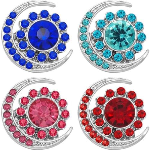 New Elegant beauty Moon&Sun rhinestone colorful Metal 18mm snap buttons KZ3185 for DIY snap pendants jewelry charm wholesale