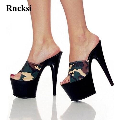 Rncksi Women New High Platform Open Toe Shoes 17cm High-Heeled Shoes Sexy Slippers Hot Slippers