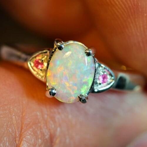 Luxury Gorgeous Women Jewelry Imitation Opal Bridal Rings for Wedding Engagement Set Gifts
