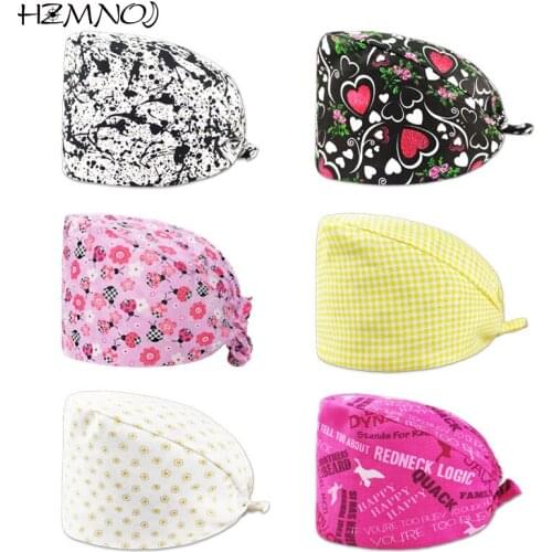 New Pattern Frosted Hat Printed Work Hat 100% Cotton Sweat-absorbent Unisex Beautician Dustproof Cooking Chef Frosted Hat