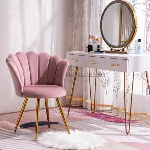 Nordic dressing table makeup stool chair bedroom light luxury ins simple houndstooth girl net red chair princess