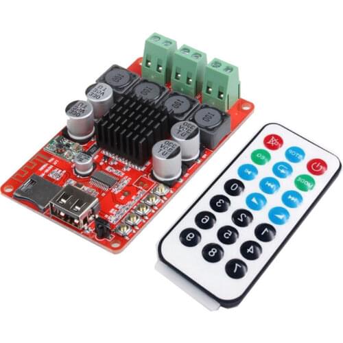 TPA3116 50W*2 Bluetooth Receiver Digital Audio AMP Board TF card U disk player FM Radio With Remote For Speaker 85*52MM