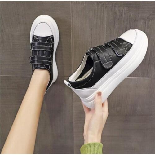 Ladies Sneakers Spring Platform Shoes 2021New Genuine Leather Casual Women Loafers Fashion Flat Thick Bottom Girl Student Shoes