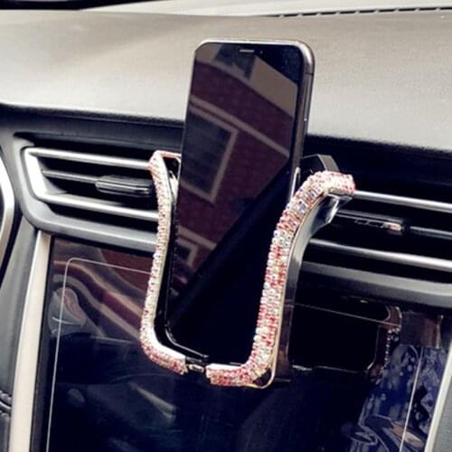 Universal Car Phone Holder With Bing Crystal Rhinestone Car Air Vent Mount Clip QW