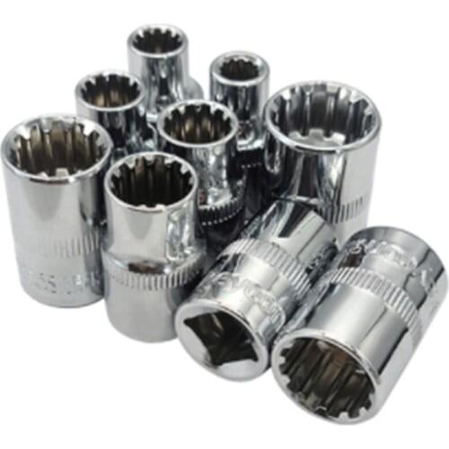TOP 3/8inch Gear Lock Sockets CRV 12 Point Sockets Can Be Used for Hex Double Hex Screws Hand Tools
