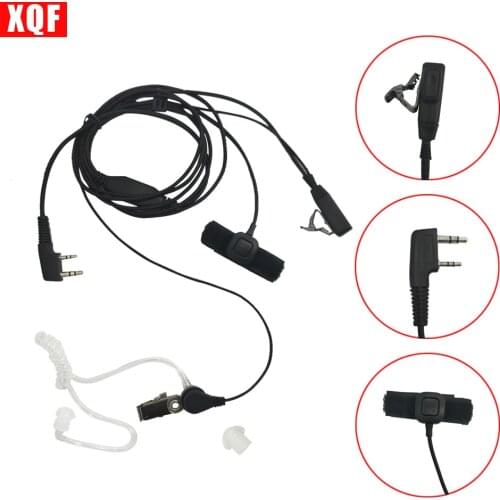 XQF 10PCS Covert Acoustic Tube Earpiece Headset Mic With Finger PTT for Kenwood Radio 2pin TK-3107 etc