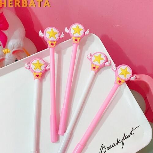 Japanese and Korean Cute Wings Girl Stationery Girl Star Scepter Pen Pen Gel Pen Wing Star Signature Pen