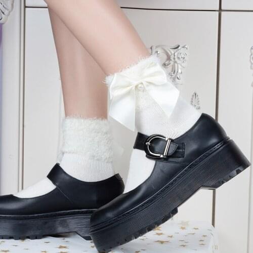 Japanese Girl Lolita Cute Autumn and Winter nuan nuan wa Sweet Bow Beaded Warm kawaii Lolita socks women funny socks