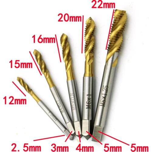 ZENHOSIT 5PCS HSS Titanium Drill Bit Set Kits Wood Plastic Metal Square Shank M3-M8