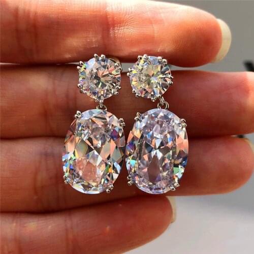 ZHOUYANG Womens Earrings With Stones Luxury Zircon Ear Accessories Wholesale White Gold Color Wedding Gifts For Girls KBE346