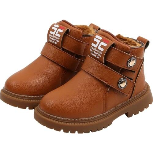 2021 Winter New Childrens Boots Boys Martin Boots with Warm Cotton Shoes Short Boots Girls Snow Boots Fashion Waterproof Hot