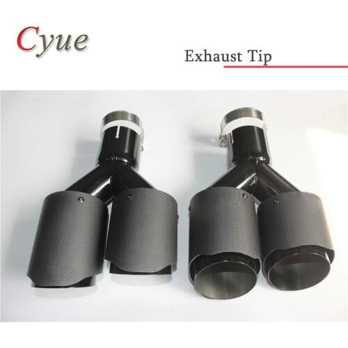 1Pair Universal Dual Version Matte Carbon Fiber Exhaust Tip Black Color Exhaust Pipe Muffler