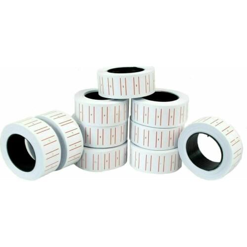 10pcs Label Price Tag Rolls for Pricing Gun MX5500 Red and White Lined Pricing Tags