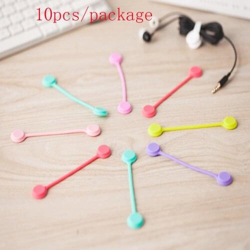 HOT sale,10pc/lot Soft Silicone Magnetic Wire Cable Organizer Key Cord Earphone Storage Holder Clips Cable Winder For Data Cable