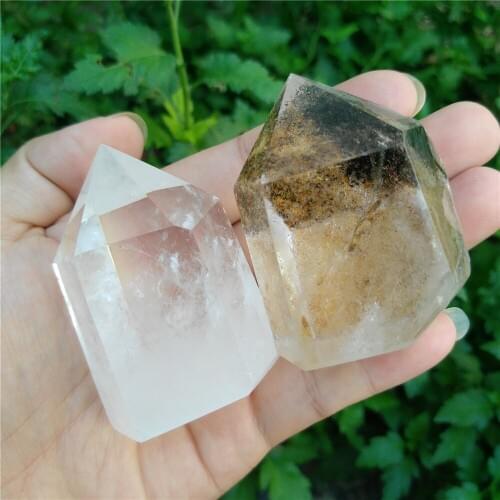 2PCS Crystal Quartz Wand Phantom Quartz Clear Crystal Quartz Point Collection Charming Crystal Quartz Kit