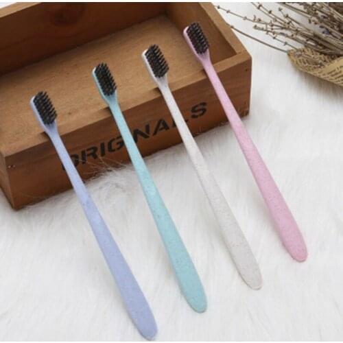 2021 Hot 4pcs Extra Soft Toothbrush Wheats Straw Bamboo Charcoal Toothbrush For Adults And Children SSwell
