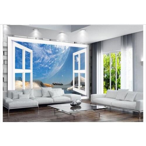 3d wallpaper 2015 new custom 3d non-woven wallpaper 3 d landscape space setting wall outside the window mural wallpaper