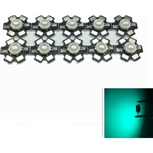 50pcs 3W 490nm - 495nm Cyan Color High Power LED Light Emitter Diode on 20mm Star PCB