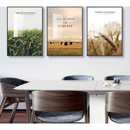 Spray Color Yellow Wheat Field Landscape Photography Canvas Nordic Painting Wall Frameless Picture Poster Living Room Decoration
