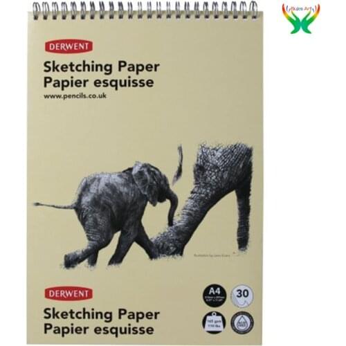 Derwent Sketch Pad, A4, Portrait, 8.27 x 11.69 Inches Sheet Size, Wirebound, 30 Sheets (2300139), White