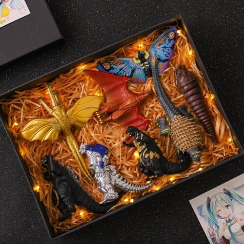 Bandai Japan Anime Red Lotus Godzilla Three-headed Dragon Monster Dinosaur Gidola Moss Hand Office AberdeenDoll Model Decoration