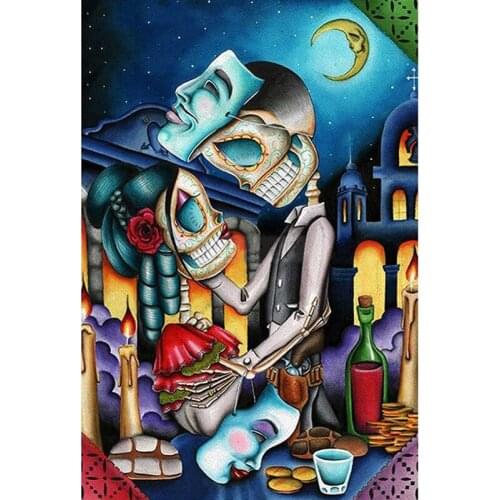Skull art dave masquerade diamond painting embroidery mosaic kit needlework full square layout crystal gift for Home decor BY863