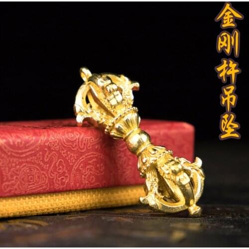 Greco-Buddhist pocket travel efficacious Mascot # Buddha Bless Safe good luck gilding brass Vajra Pendant Buddhist Amulet