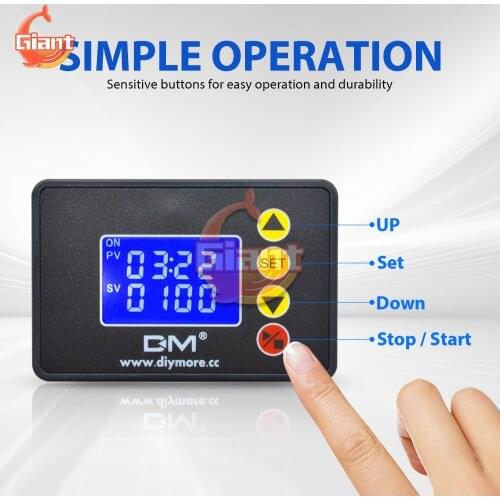 1.37 inch LCD Digital Display Microcomputer Time Controller AC 110-220V DC12V 24V Timer 0000-9999S 480W 2200W Control Module