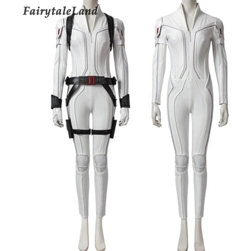 Movie Cosplay Widow Costume Natasha Romanoff White Jumpsuit Fancy Carnival Party Clothes Full Props With Boots