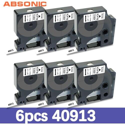 Absonic 9mm Label Tape 40913 Black on White Compatible Dymo D1 40913 Cassette Printer Ribbon for Dymo Label Maker LM160 LM280