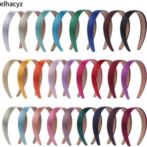24pcs/lot Fashion Wide Headband Solid Bezel Hairband Satin Covered Headband Smooth Headwear Elegant Women Girls Hair Accessories