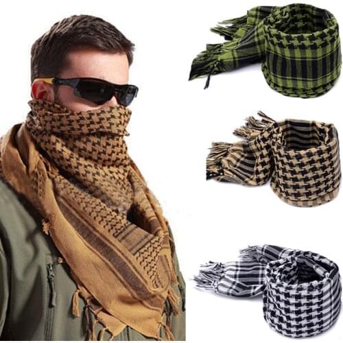 Fashion Men 2020 New Summer Plaid Warm Wraps Scarves Lightweight Military Arab Tactical Desert Army Shemagh KeffIyeh Hot