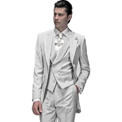 Mens suit Style Fashion Slim Fit Groom Tuxedos Best Groomsmen Men Wedding Suits Bridegroom Suits Custom Made (Jacket+Pants+Vest)
