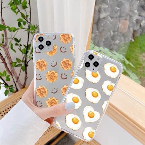 Cute Donuts Fried Eggs Candy Phone Case For iPhone 11 12 Pro Max 7 8 6 6s Plus SE 2020 XS MAX X XR Soft Clear Transparent Cover