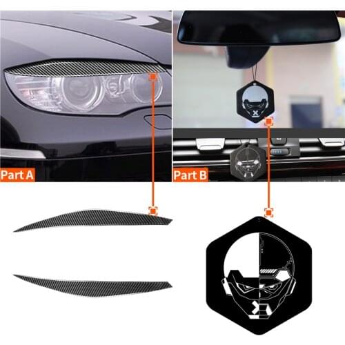1 Pair Modification Car Headlamp Carbon Fiber Eyelids Eyebrow Cover Sticker Decoration Accessories For BMW E71 X6 X6M 2008-2014