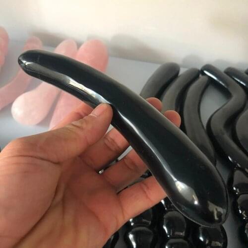Natural black obsidian crystal wand hand carved massage stick healing crystal gemstone yoni wand