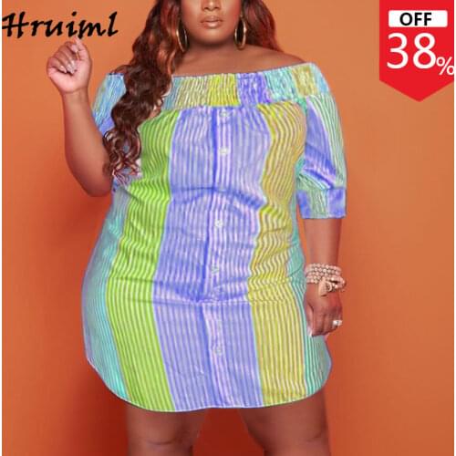 Cheap Wholesale Items Summer Dresses Ladies 2021 Off Shoulder Casual Fashion Female Dress Summer Plus Size 4XL 5XL Mini Dresses