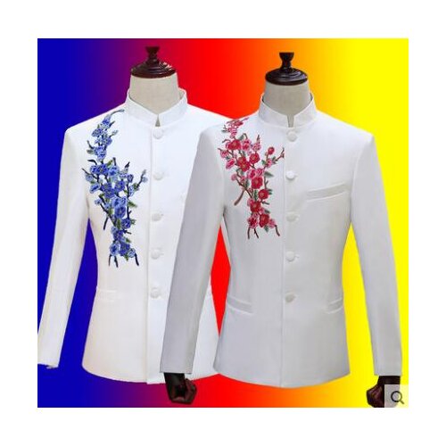2020 new arrival white slim Chinese tunic suit men suit set with pants mens wedding suits formal dress mens groom suit + pant