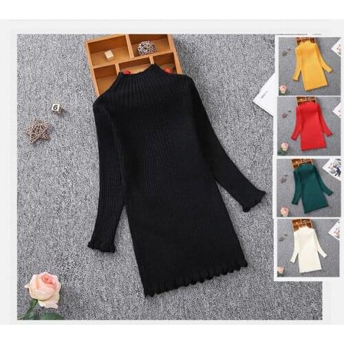 New 2020 Autumn Winter Girls Knitted Dress Children Clothes Slim Princess Girls Sweater Dress 2-13Y #0171